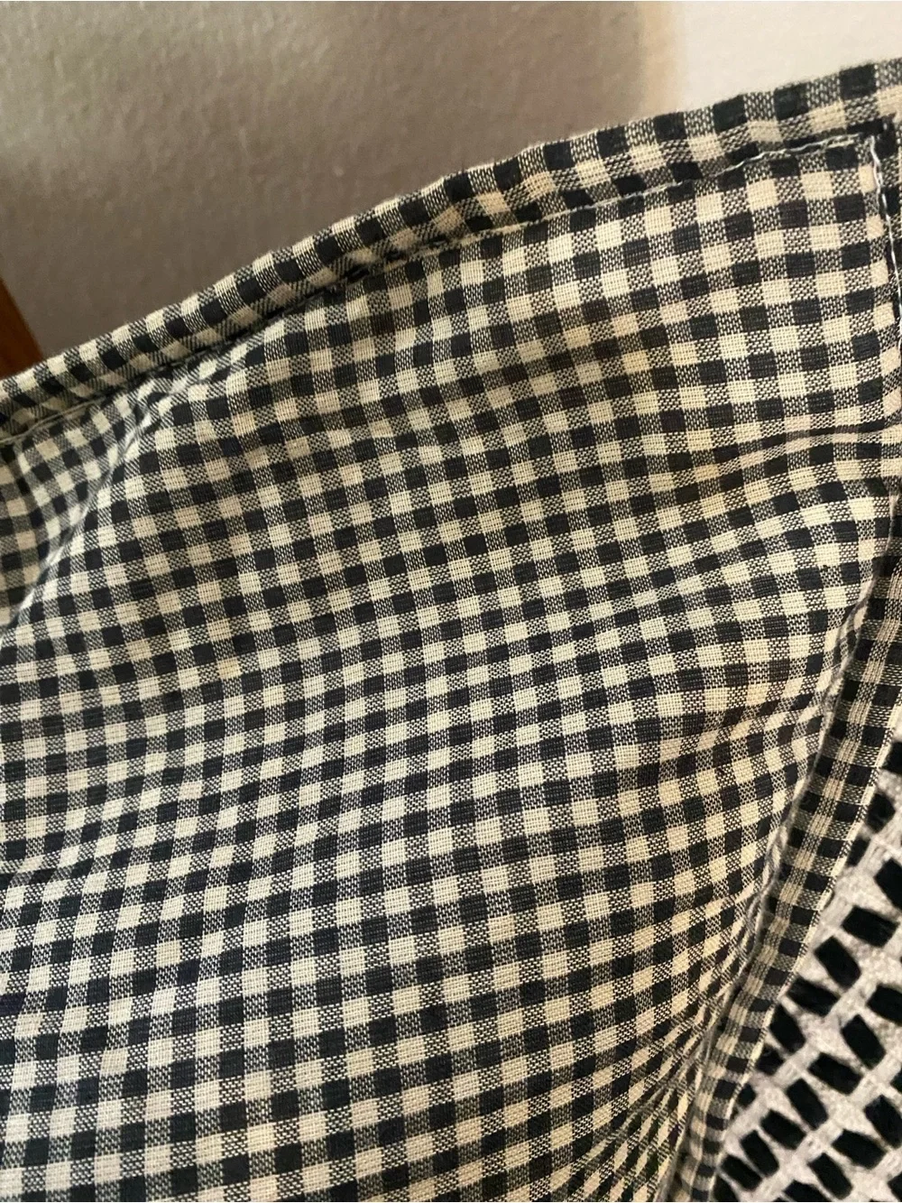 Pottery Barn Sawyer Quilted Patchwork Reversible Black & Cream/Gingham Sham NEW